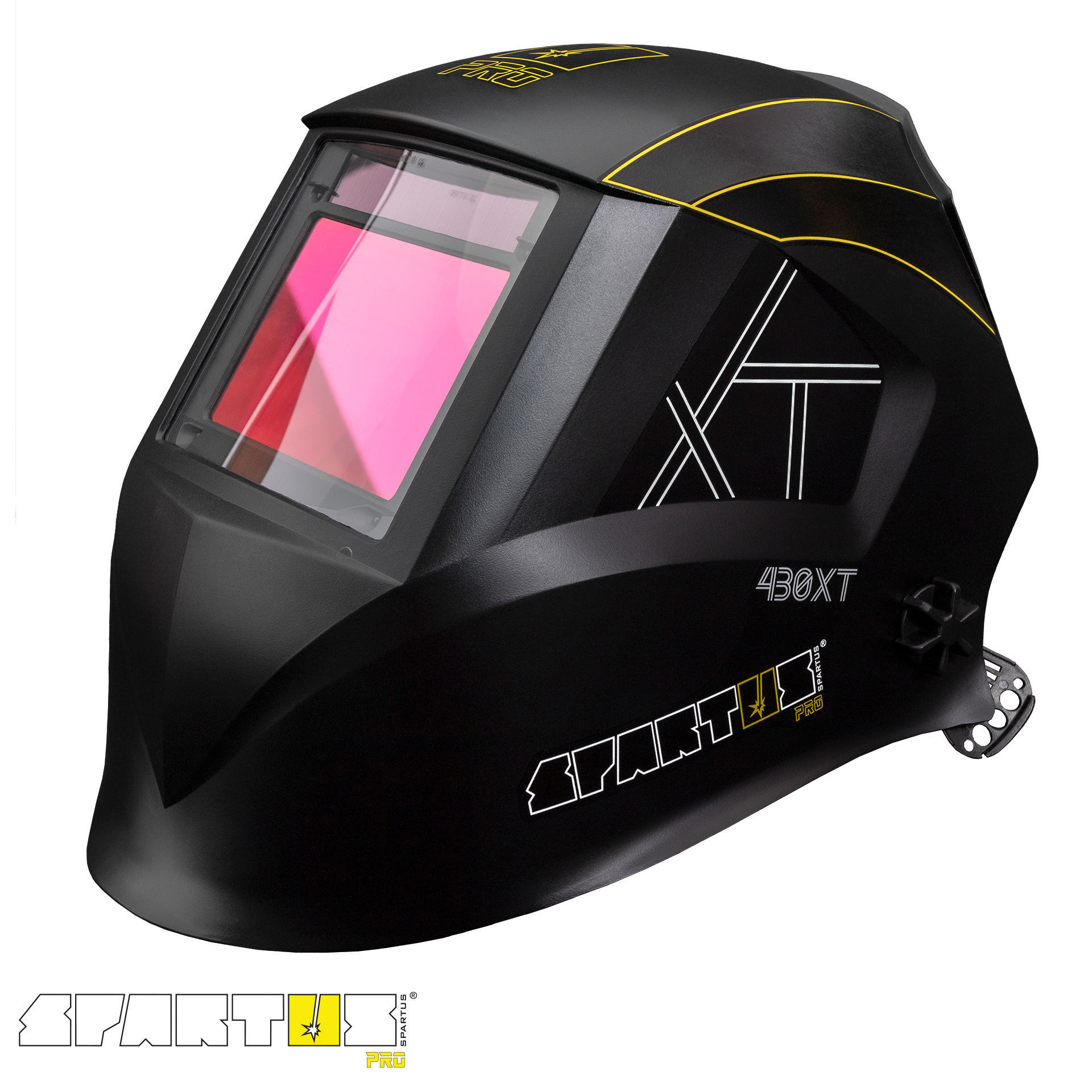 Przyłbica spawalnicza SPARTUS® Pro 430XT + opaska przeciwpotna WELDAS + 5 szt poliwęglanów ochronnych - obrazek 2
