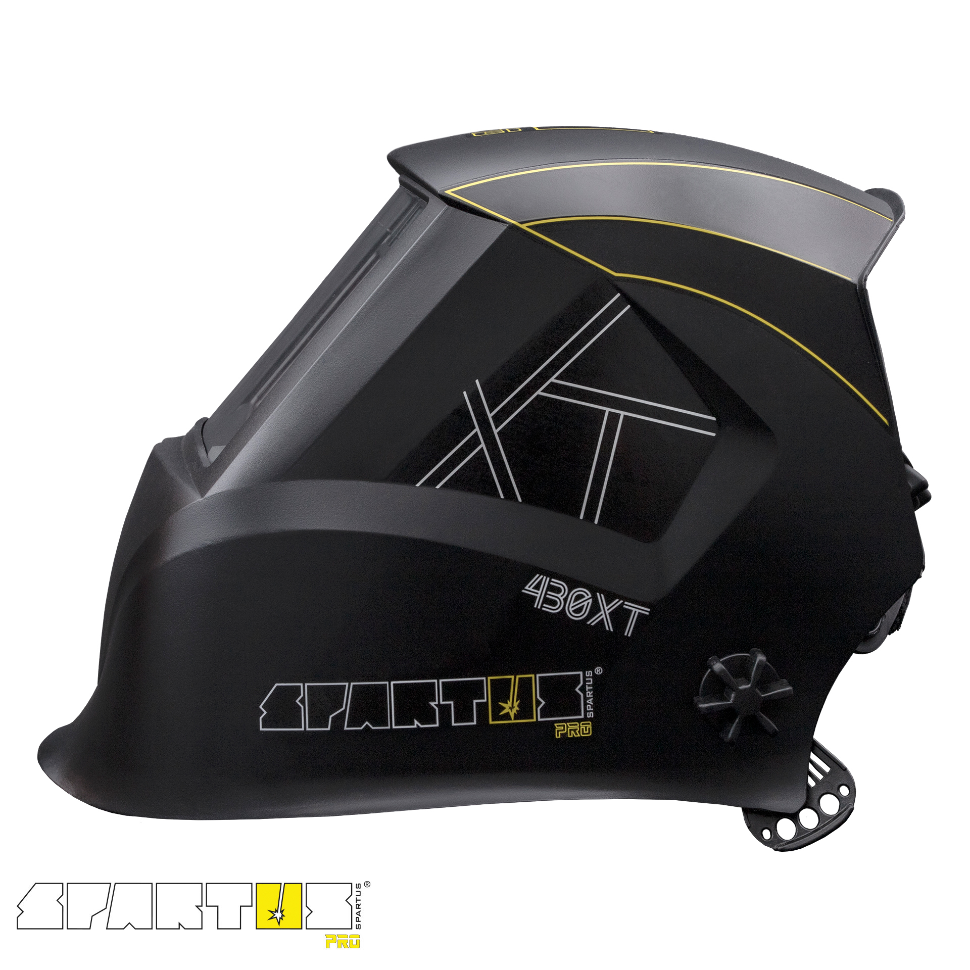 Przyłbica spawalnicza SPARTUS® Pro 430XT + opaska przeciwpotna WELDAS + 5 szt poliwęglanów ochronnych - obrazek 3