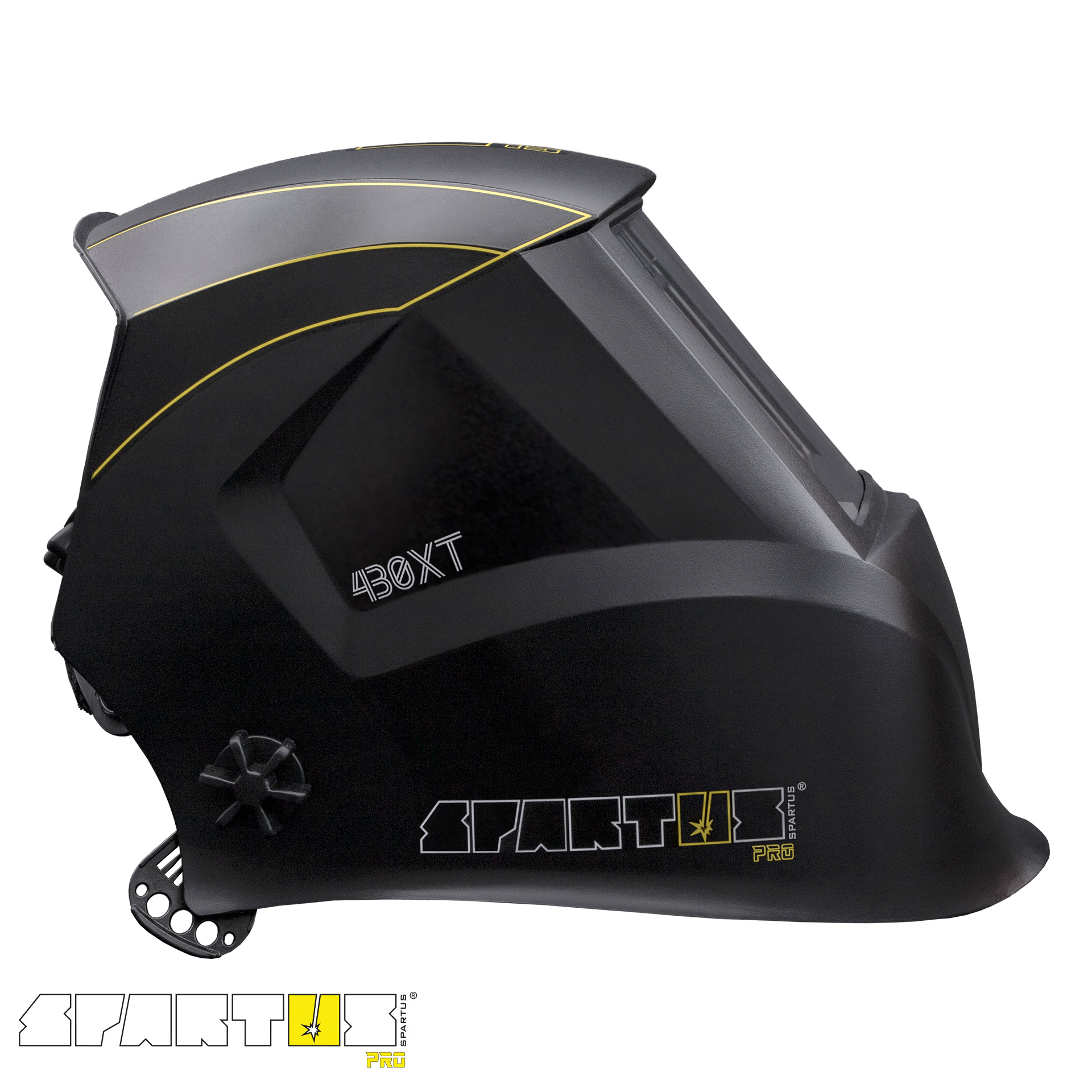 Przyłbica spawalnicza SPARTUS® Pro 430XT + opaska przeciwpotna WELDAS + 5 szt poliwęglanów ochronnych - obrazek 4