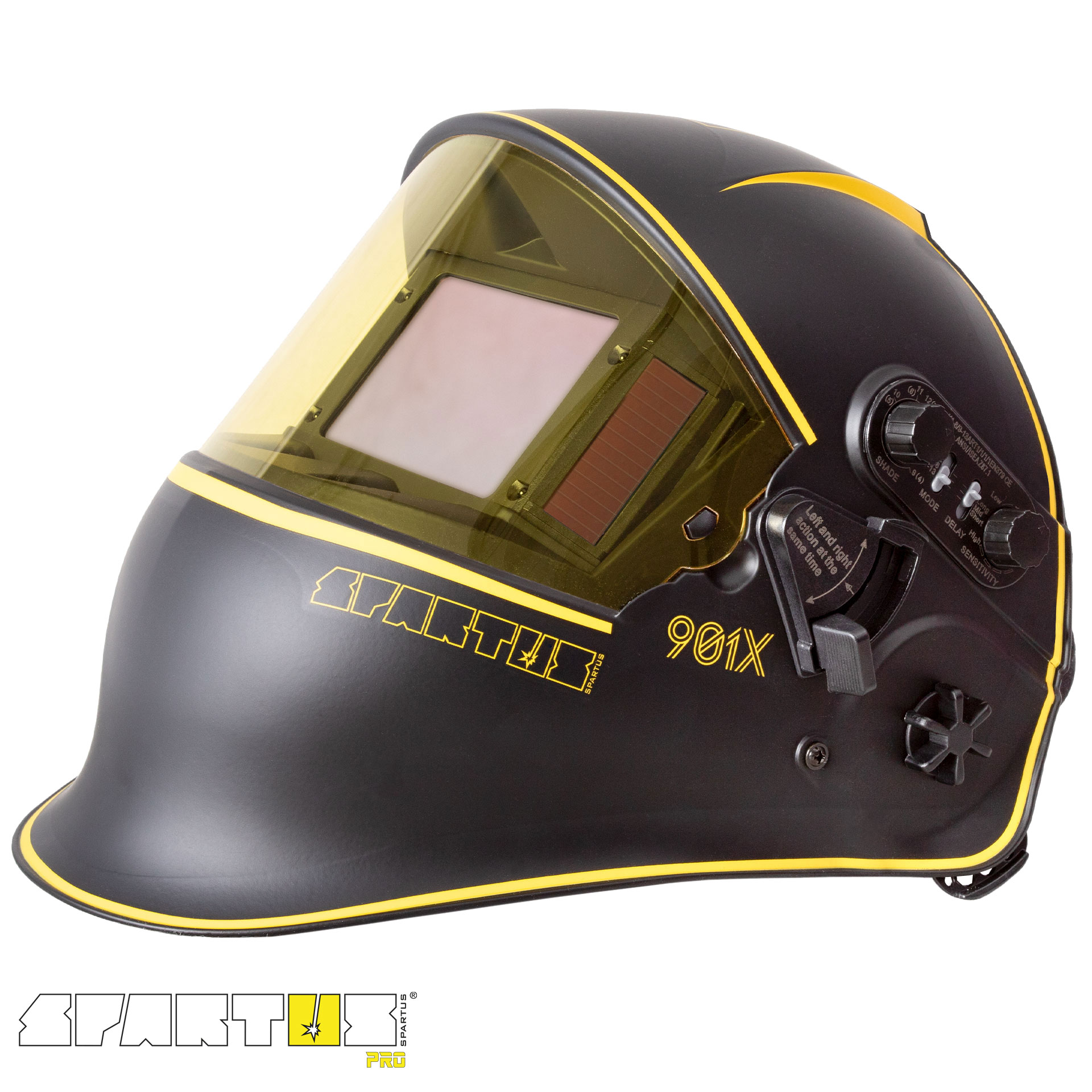 Przyłbica spawalnicza SPARTUS® Pro 901X + opaska przeciwpotna WELDAS - obrazek 2
