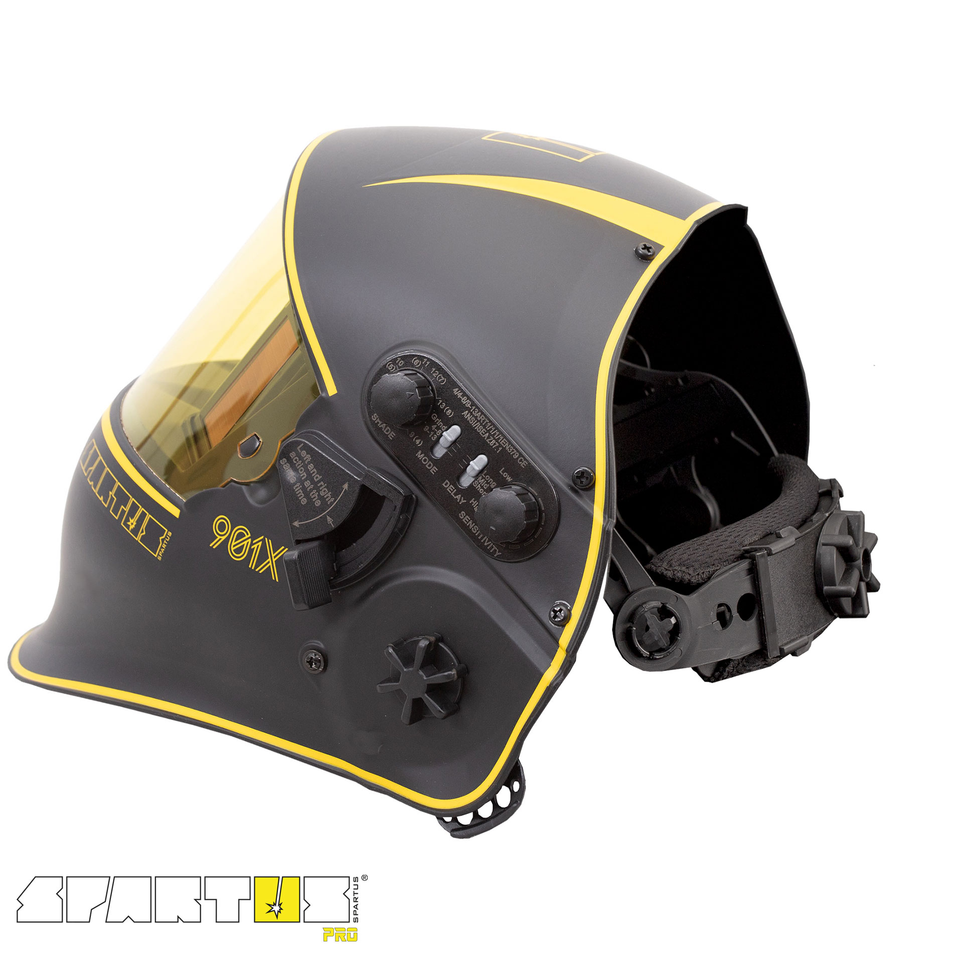 Przyłbica spawalnicza SPARTUS® Pro 901X + opaska przeciwpotna WELDAS - obrazek 6