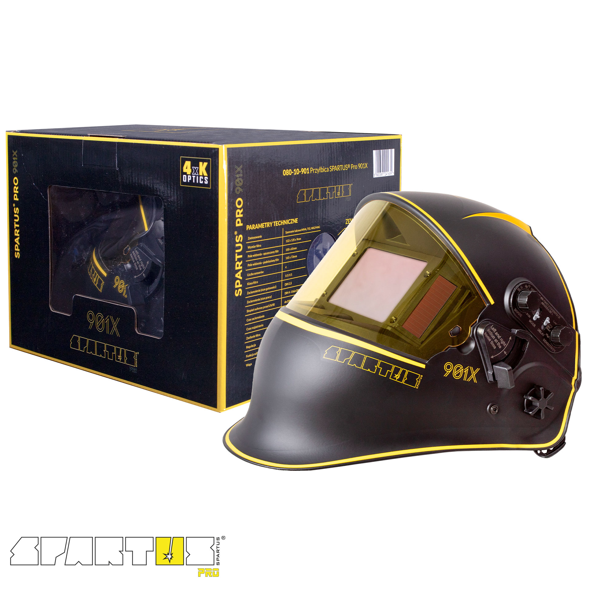 Przyłbica spawalnicza SPARTUS® Pro 901X + opaska przeciwpotna WELDAS