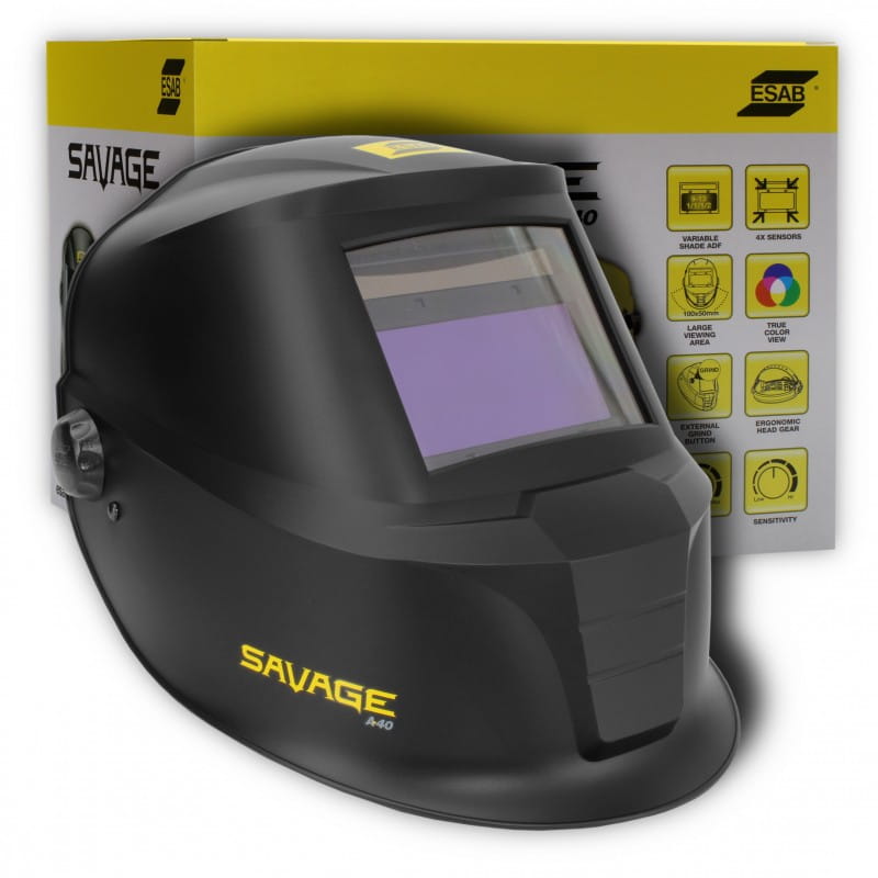 Przyłbica spawalnicza ESAB SAVAGE A40 + opaska przeciwpotna WELDAS + 5 szt poliwęglanów ochronnych - obrazek 2
