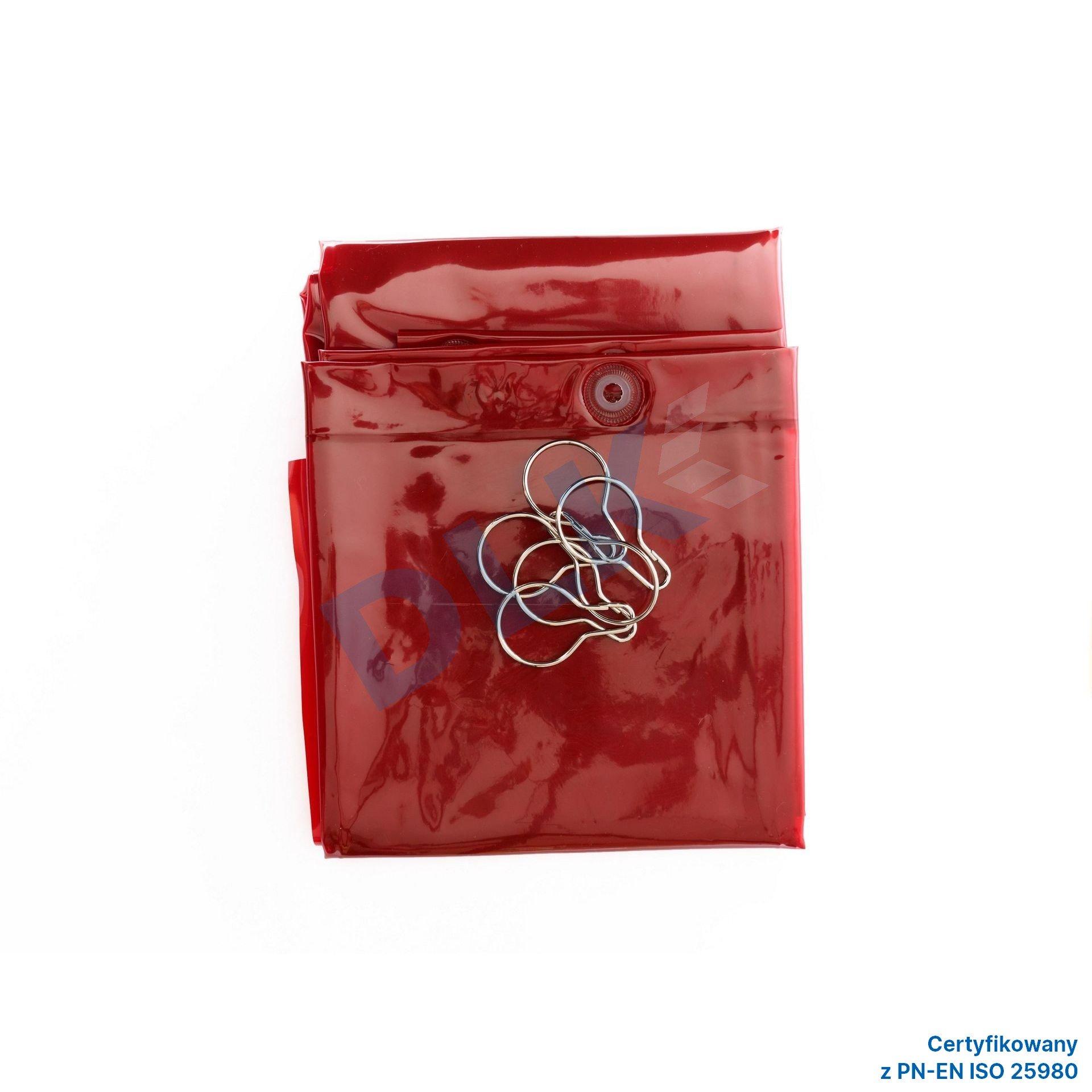 Kurtyna spawalnicza Regular czerwona – 140 cm x 160 cm z haczykami - obrazek 3